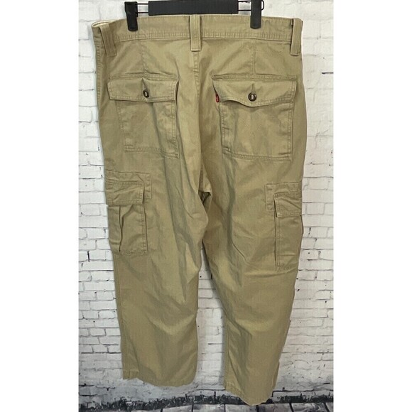 Levis Mens Cargo Loose Straight Khaki Skater Pants Size 34x32 Large Pockets T - Picture 6 of 12